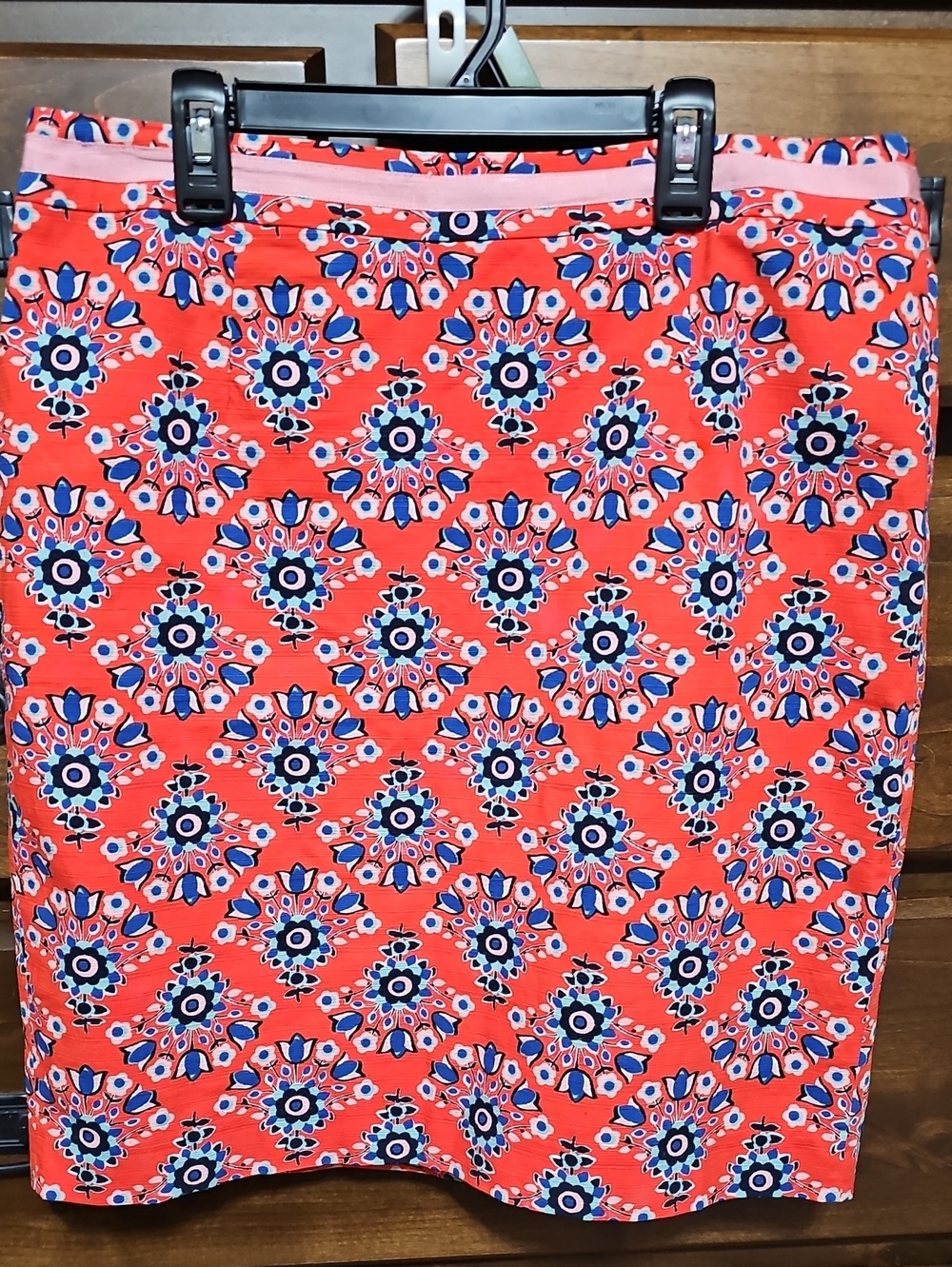 Boden Red Floral Pencil Skirt